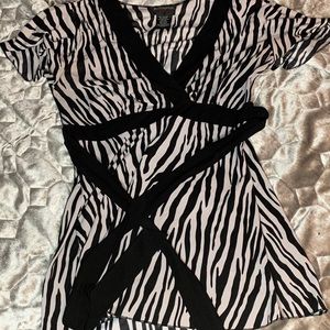 Hot Tempered Zebra Top with V-Neck